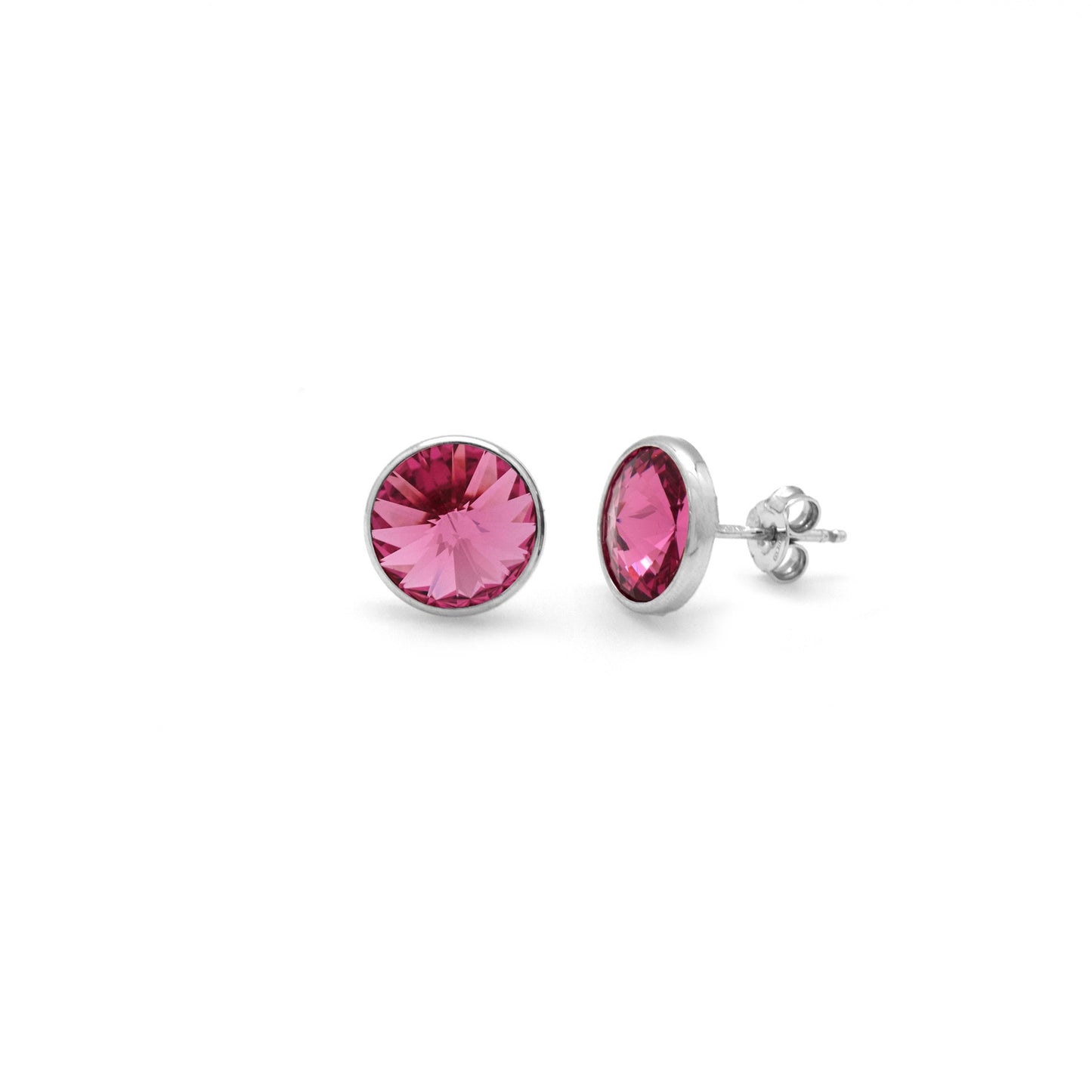 Rhodium Plated Sterling Silver Stud earrings 11,5mm circle crystal from Basic