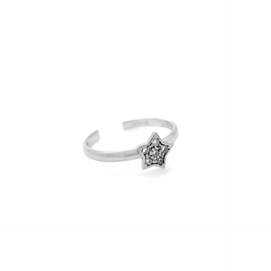 Rhodium Plated Sterling Silver Adjustable ring star white crystal from Kids