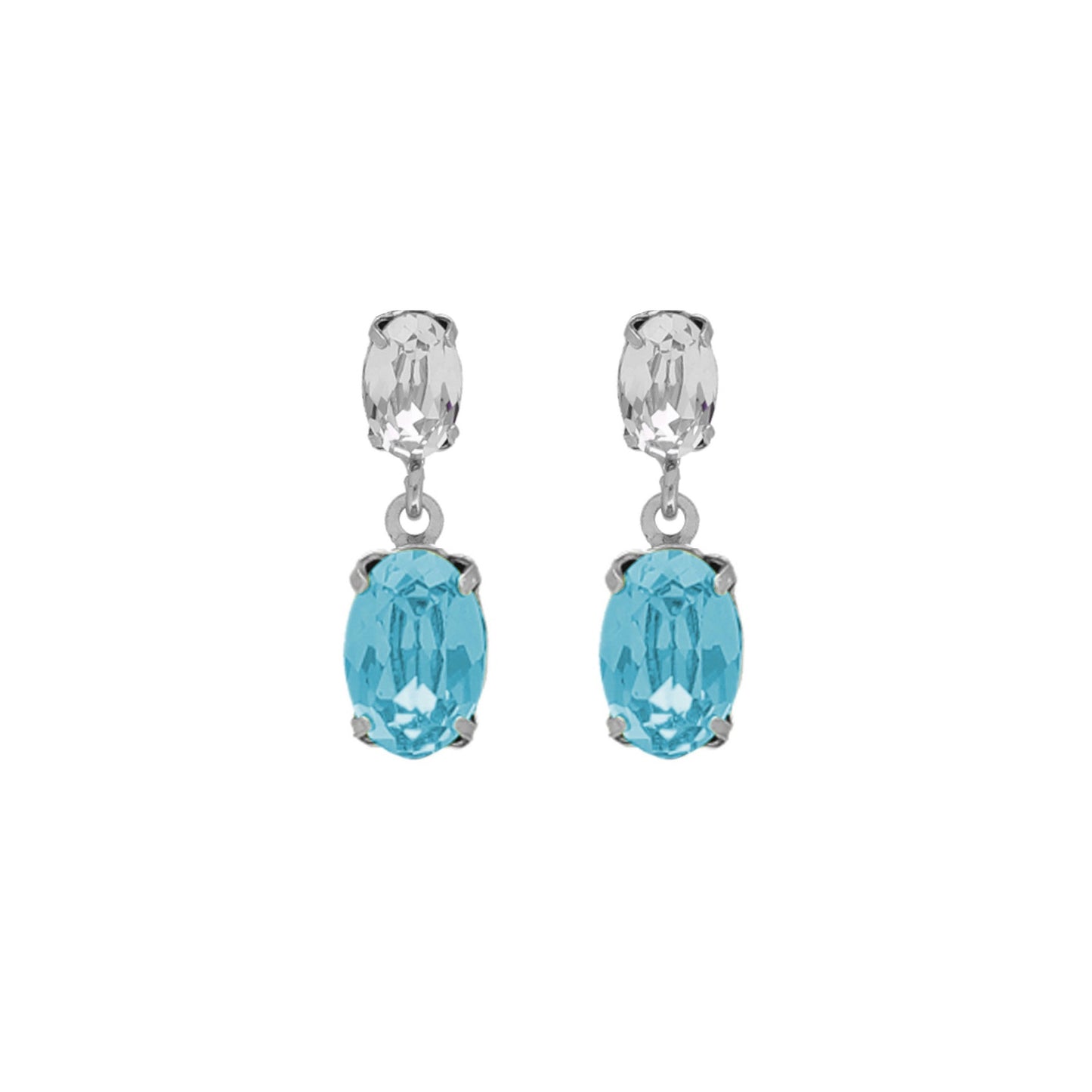 Rhodium Plated Sterling Silver Short earrings oval crystal from Gemma