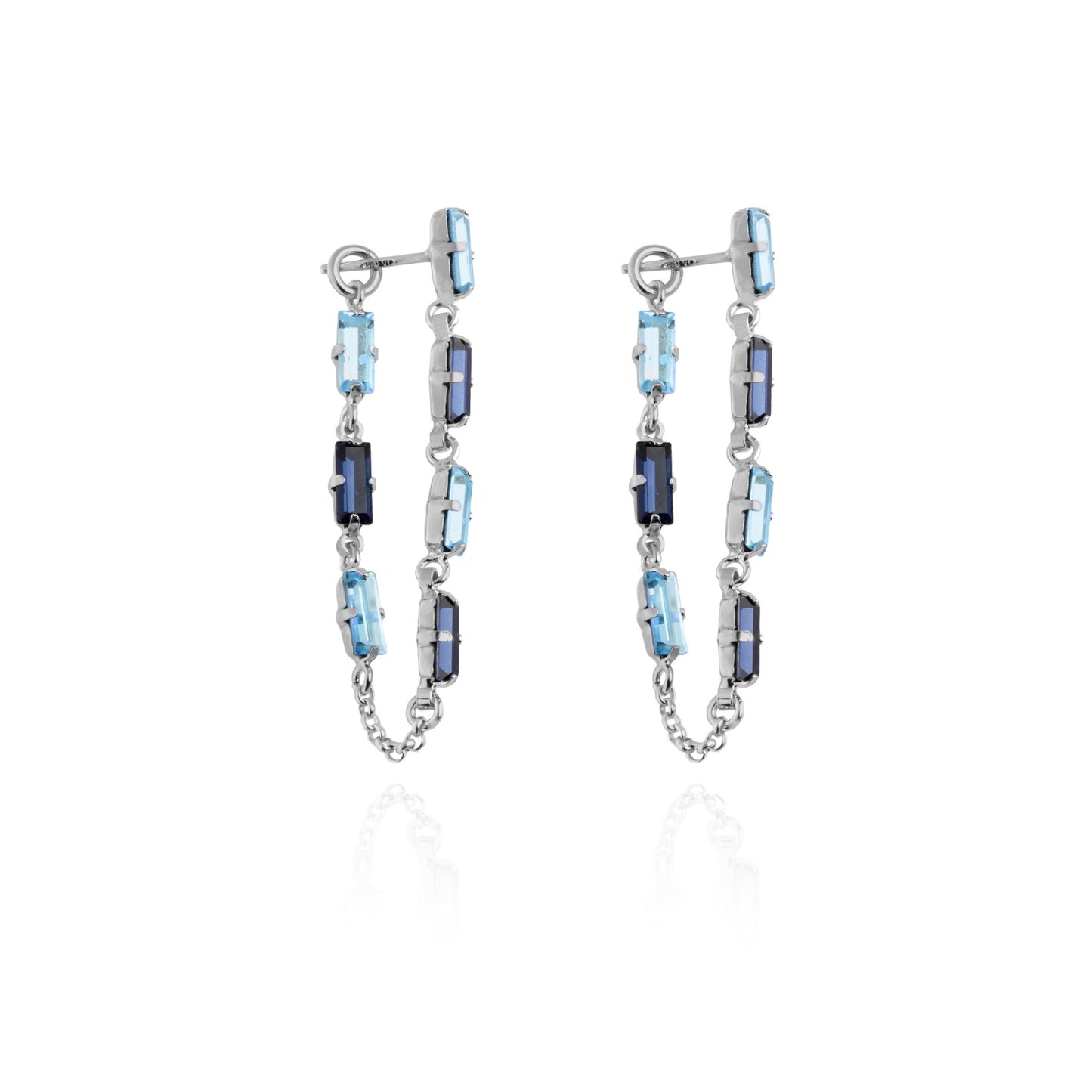 Rhodium Plated Sterling Silver Long earrings crystal from Esgueva