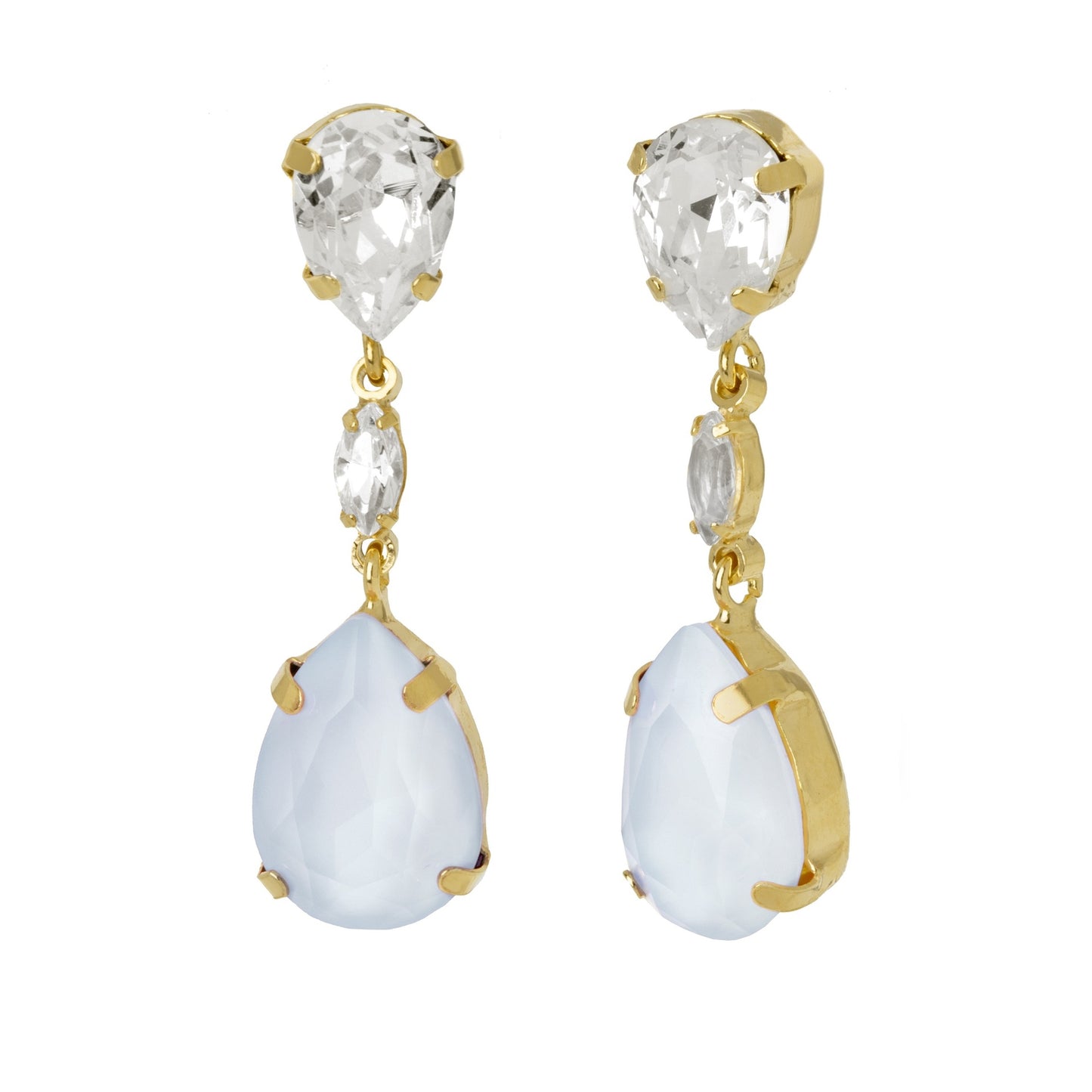 Gold plated Sterling Silver Long earrings drop crystal from Jasmine