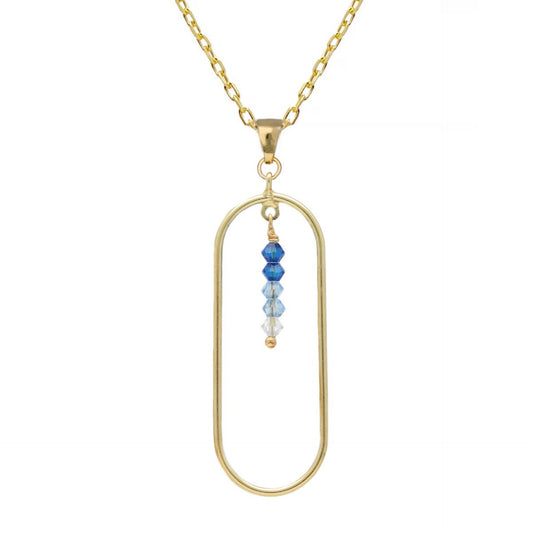 Gold plated Sterling Silver Long necklace rectangle crystal from Anya