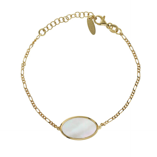 Gold plated Sterling Silver Bracelet oval mother of pearl from Soulquest