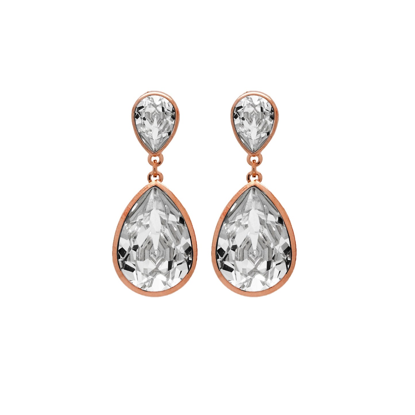 Rose Gold plated Sterling Silver Long earrings drop crystal from Essential