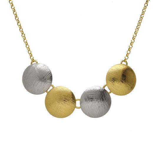 Rhodium and Gold plated Sterling Silver Short necklace spheres from Zoom