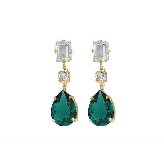 Gold plated Sterling Silver Long earrings drop crystal from Diana