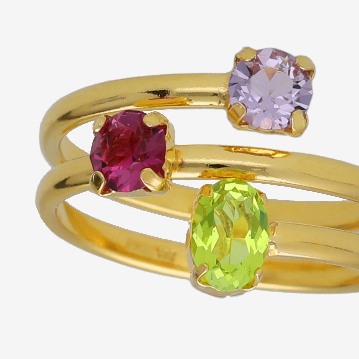 Gold plated Sterling Silver Ring multicolor crystal from Odele