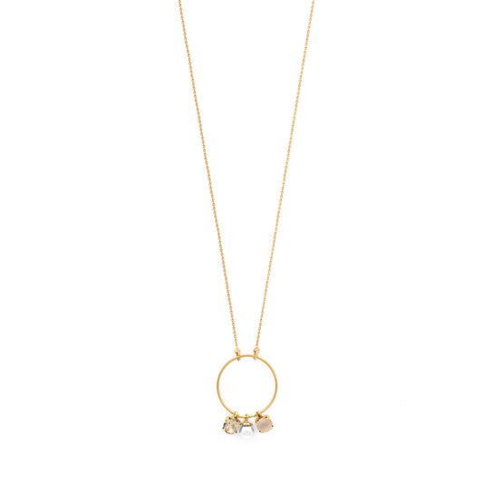 Gold plated Sterling Silver Long necklace circle crystal from Aura