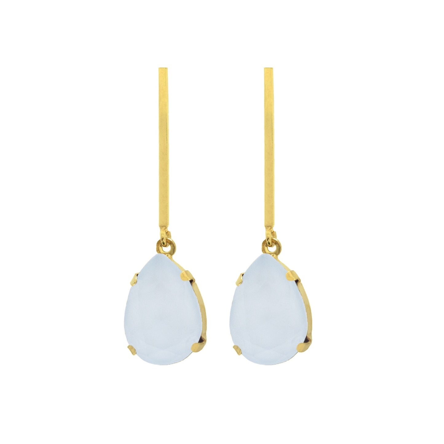 Gold plated Sterling Silver Long earrings drop crystal from Iconic