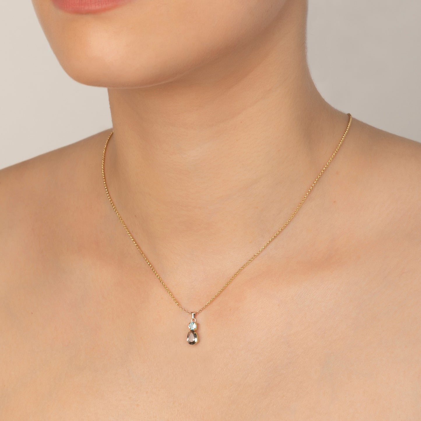 Gold plated Sterling Silver Short necklace drop gray crystal from Louis