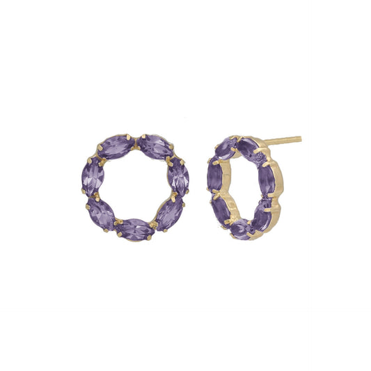 Gold plated Sterling Silver Short earrings circle crystal from Perpetual