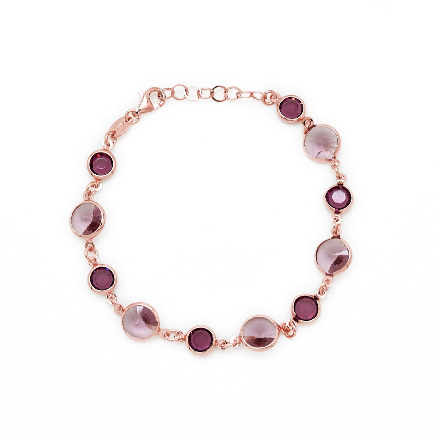 Rose Gold plated Sterling Silver Bracelet circle crystal from Basic