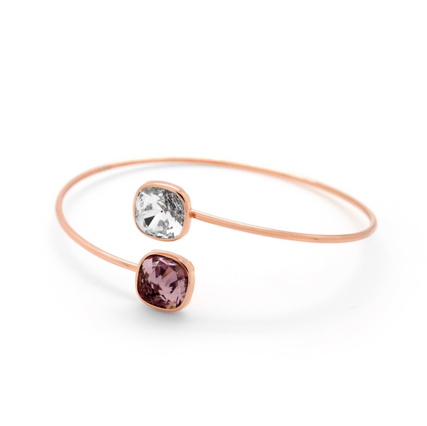 Rose Gold plated Sterling Silver Bracelet square crystal from Basic