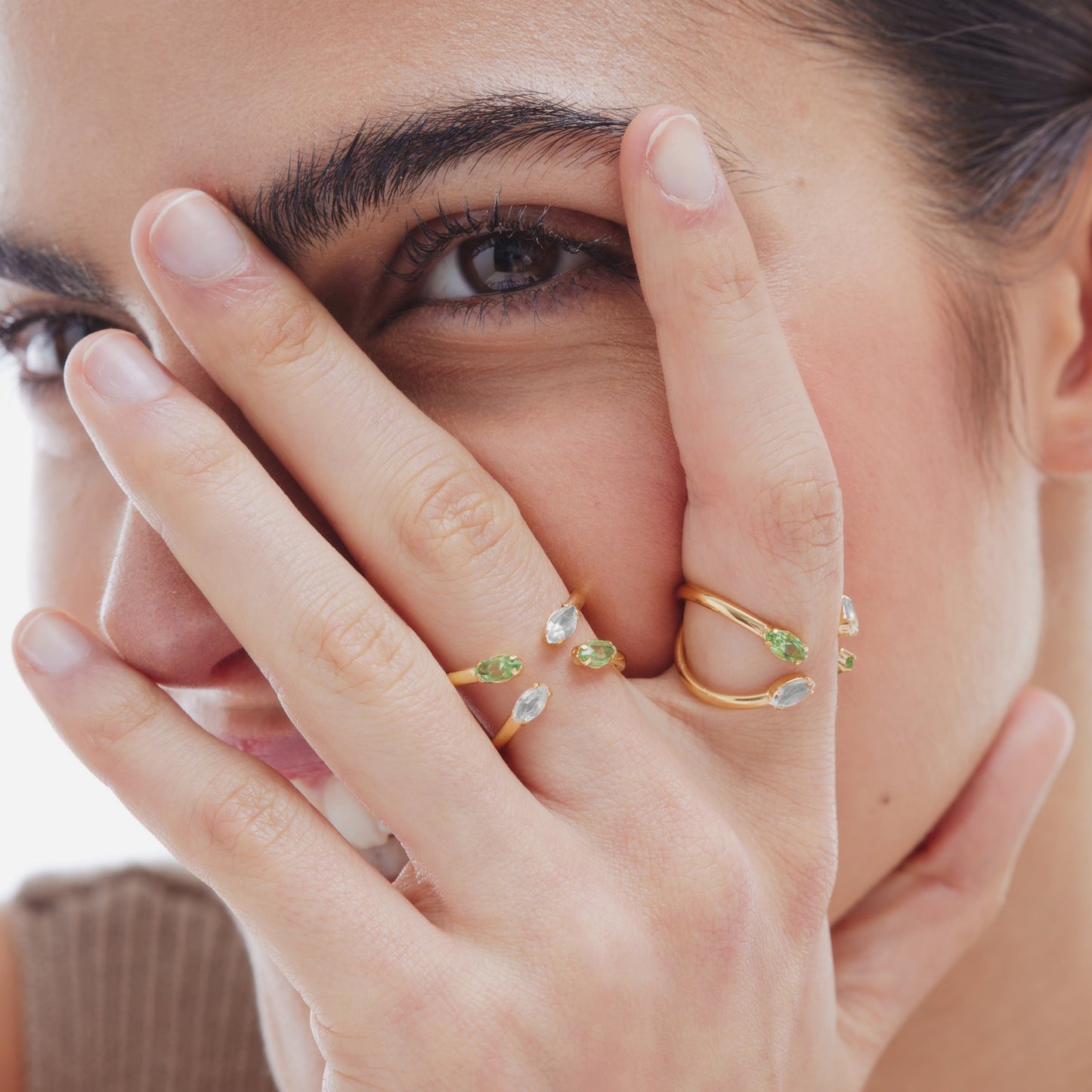 Gold plated Sterling Silver Adjustable ring crystal from Paris