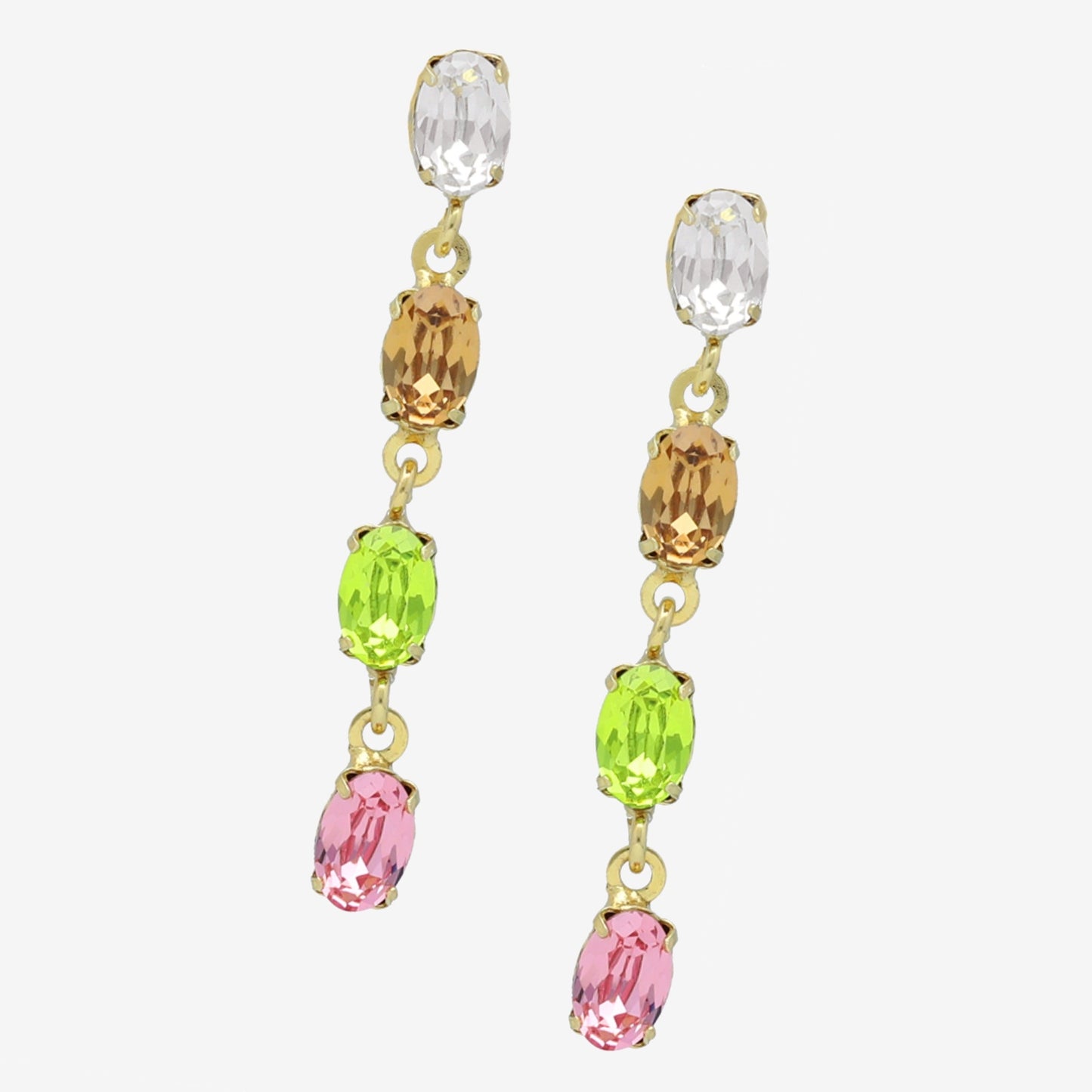 Sterling Silver Long earrings waterfall multicolor crystal from Alyssa