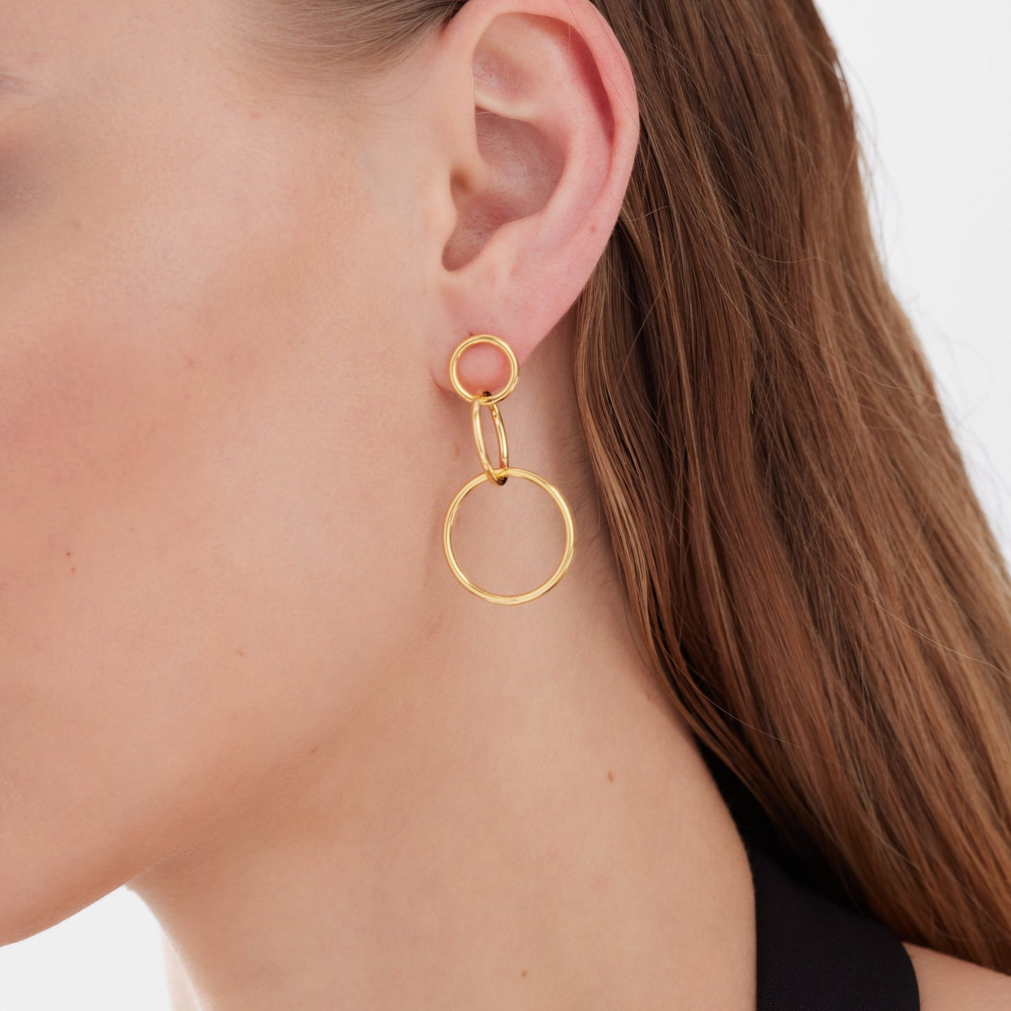 Gold plated Sterling Silver Long earrings circle from Odele