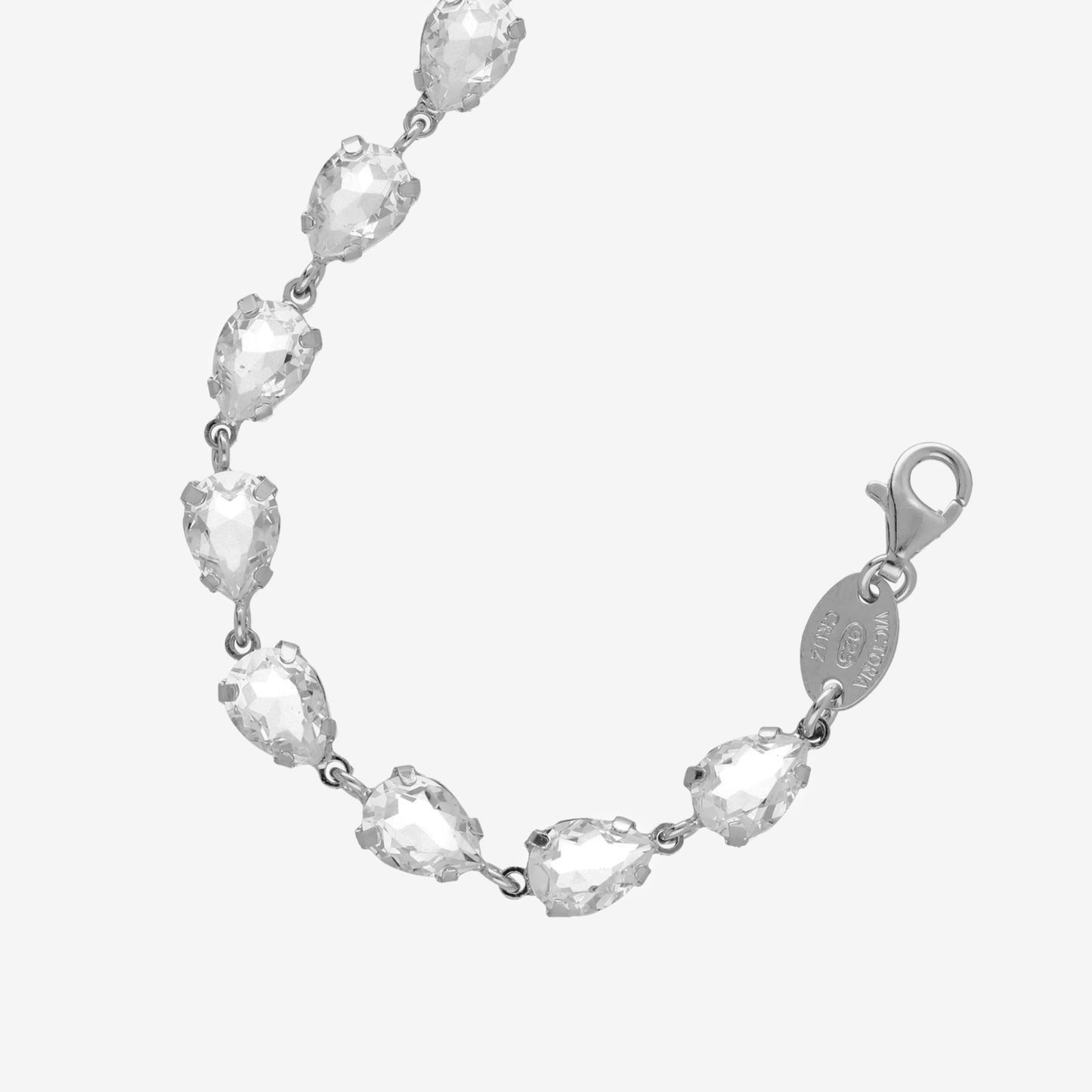 Rhodium Plated Sterling Silver Bracelet drop crystal from Diana