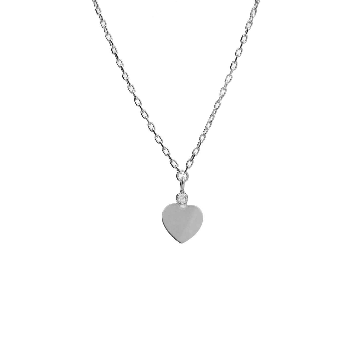 Sterling Silver Short necklace heart white crystal from Quererse Bien