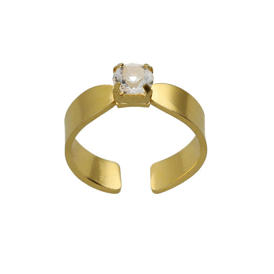 Gold plated Sterling Silver Adjustable ring crystal from Illume