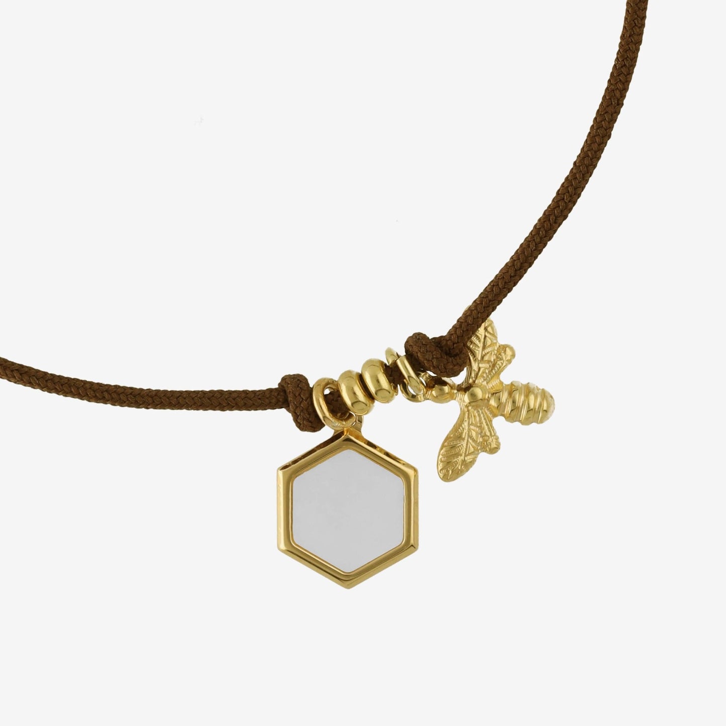 Pulsera abeja nácar en Plata baño Oro de Honey