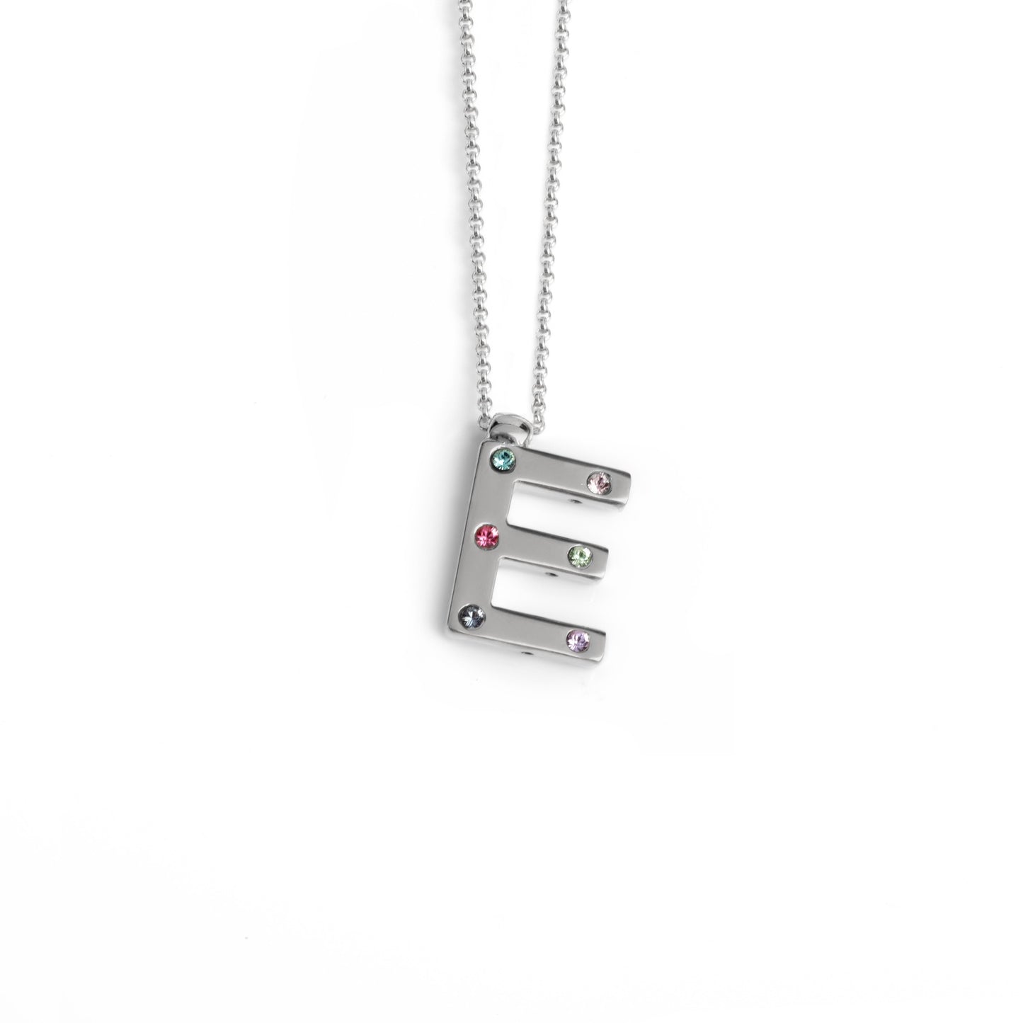 Rhodium Plated Sterling Silver Short necklace letter multicolor crystal from Letter