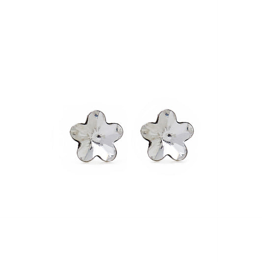 Rhodium Plated Sterling Silver Stud earrings flower crystal from Fantasy