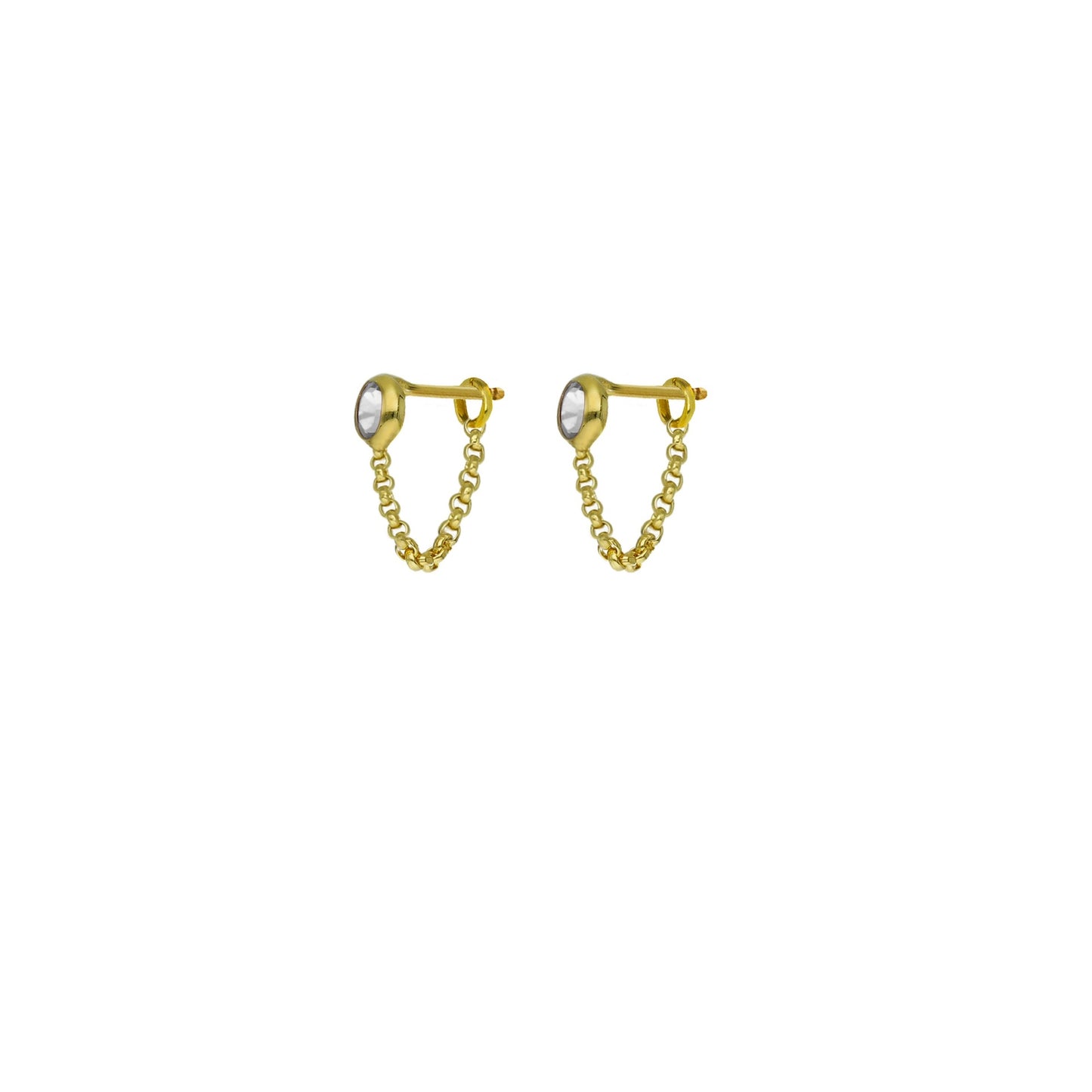 Gold plated Sterling Silver Short earrings circle crystal from Lis