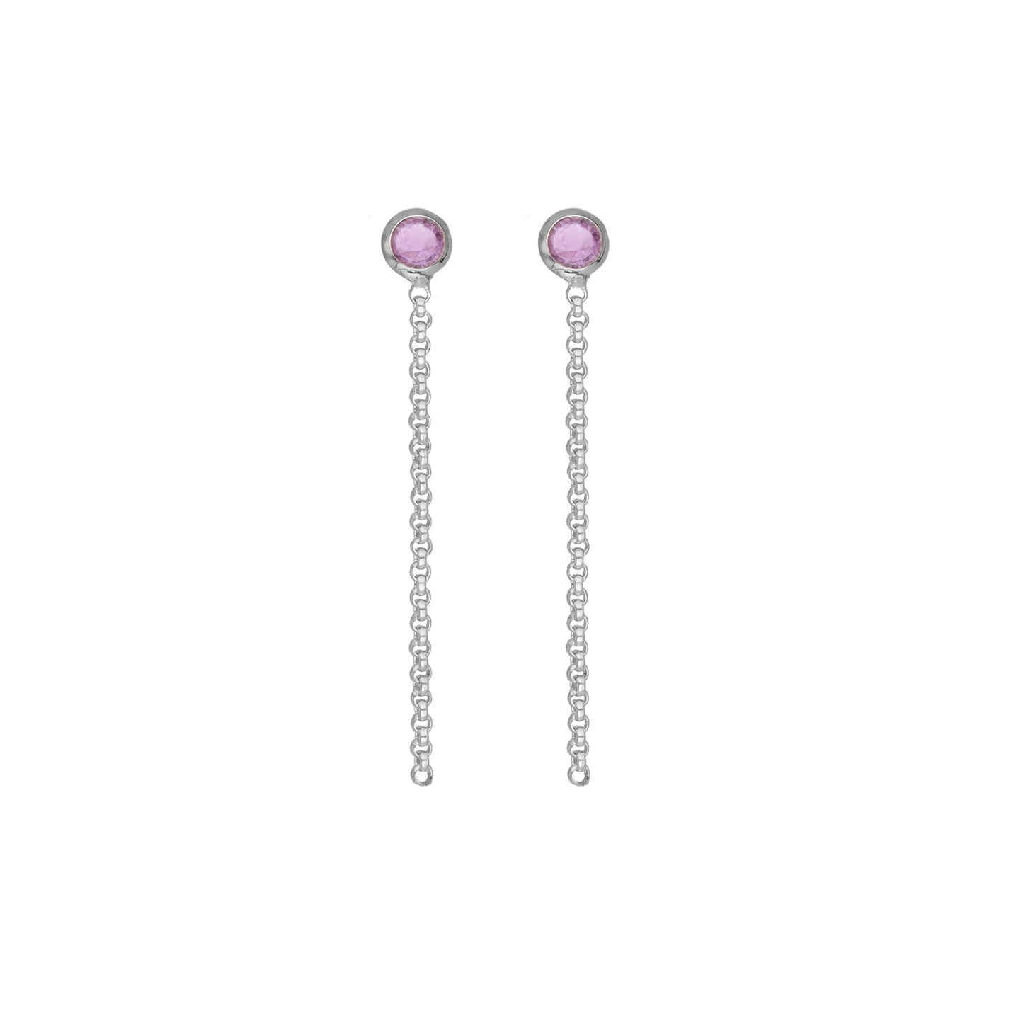 Rhodium Plated Sterling Silver Long earrings circle crystal from Lis