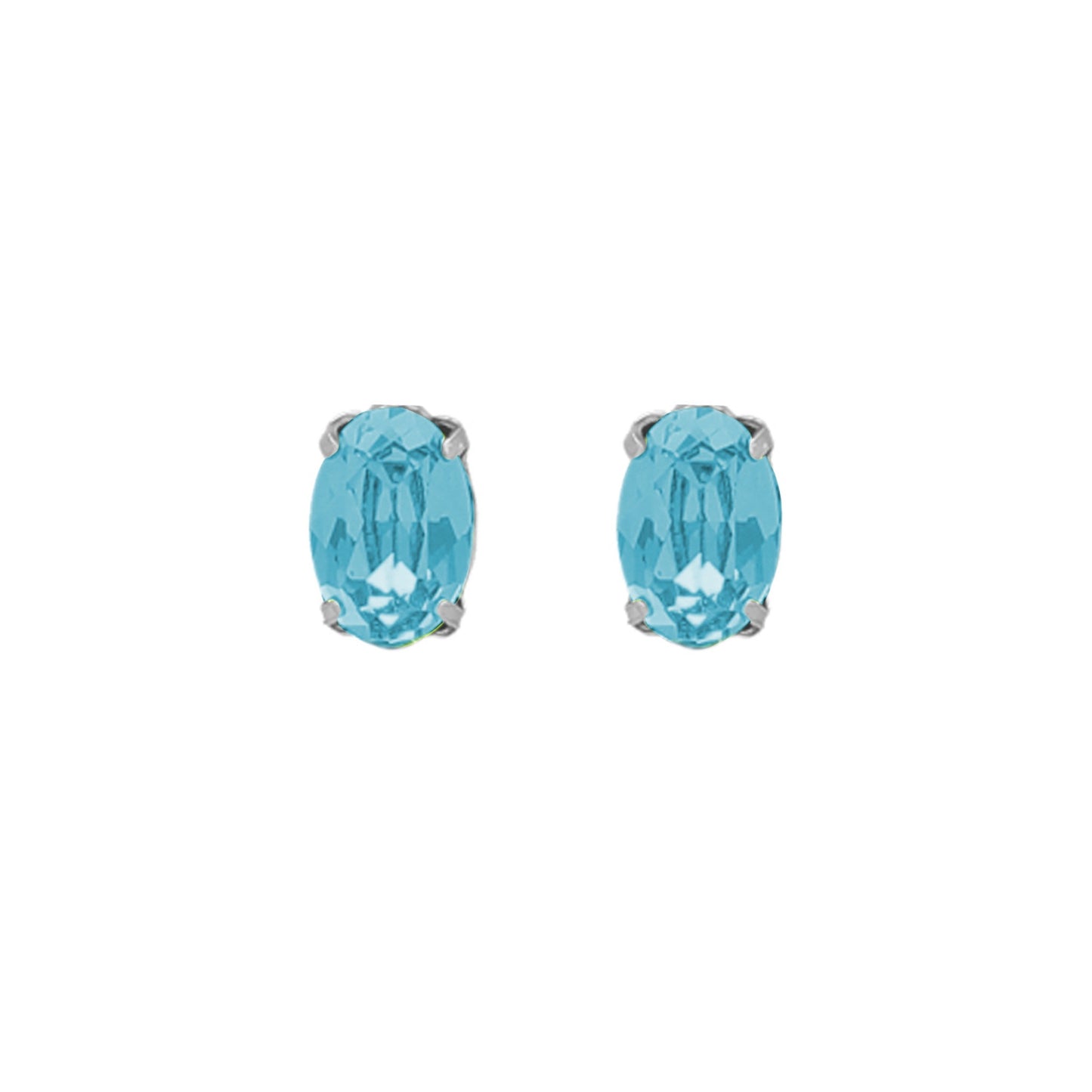 Pendientes botón oval cristal en Plata baño rodio de Gemma