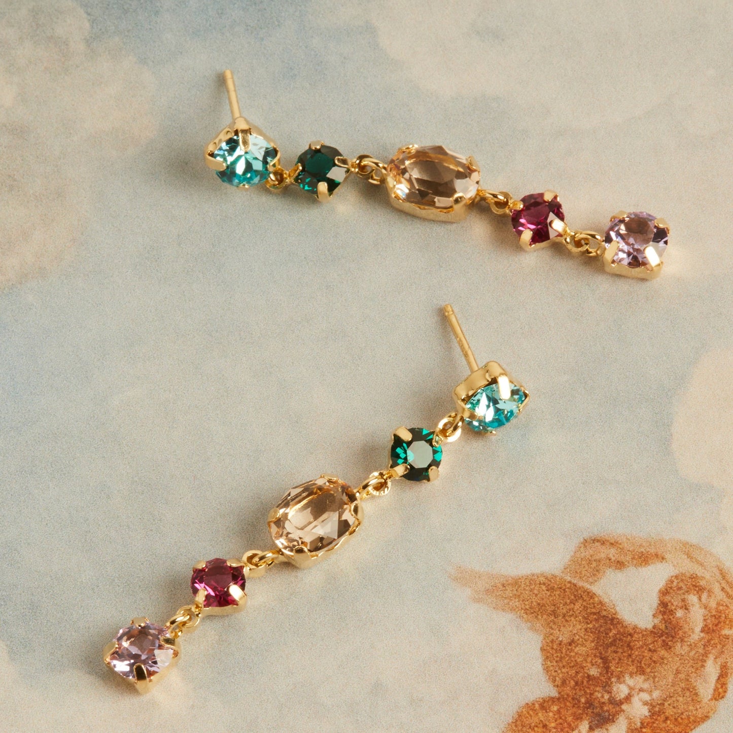 Sterling Silver Long earrings multicolor crystal from Alexandra