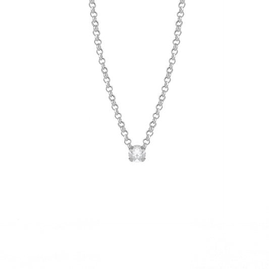 Rhodium Plated Sterling Silver Short necklace white crystal from Celine