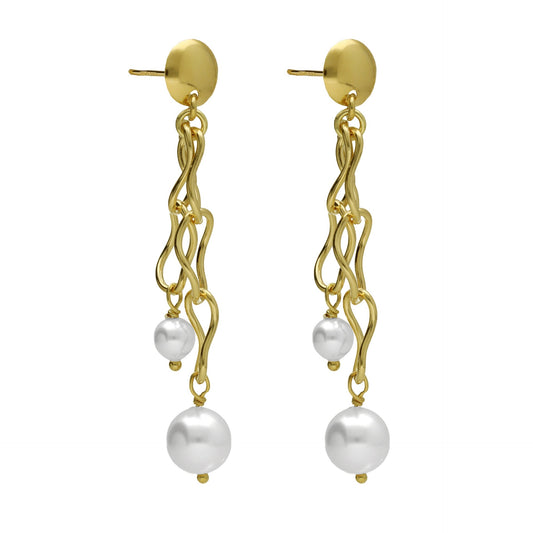 Sterling Silver Long earrings pearl from Connect