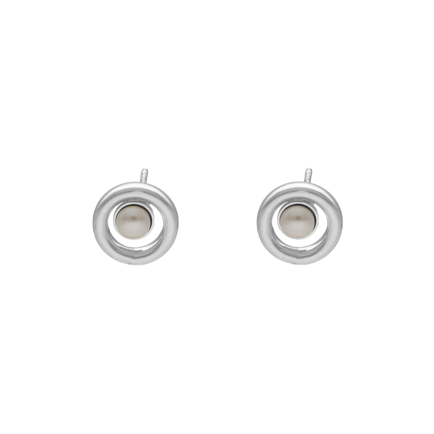 Sterling Silver Stud earrings circle pearl from Perlite