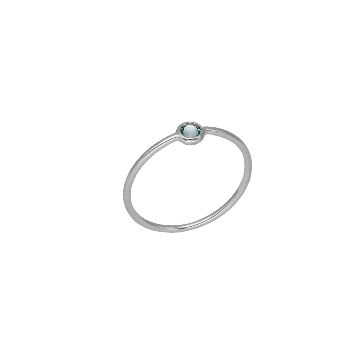 Rhodium Plated Sterling Silver Ring circle crystal from Lis