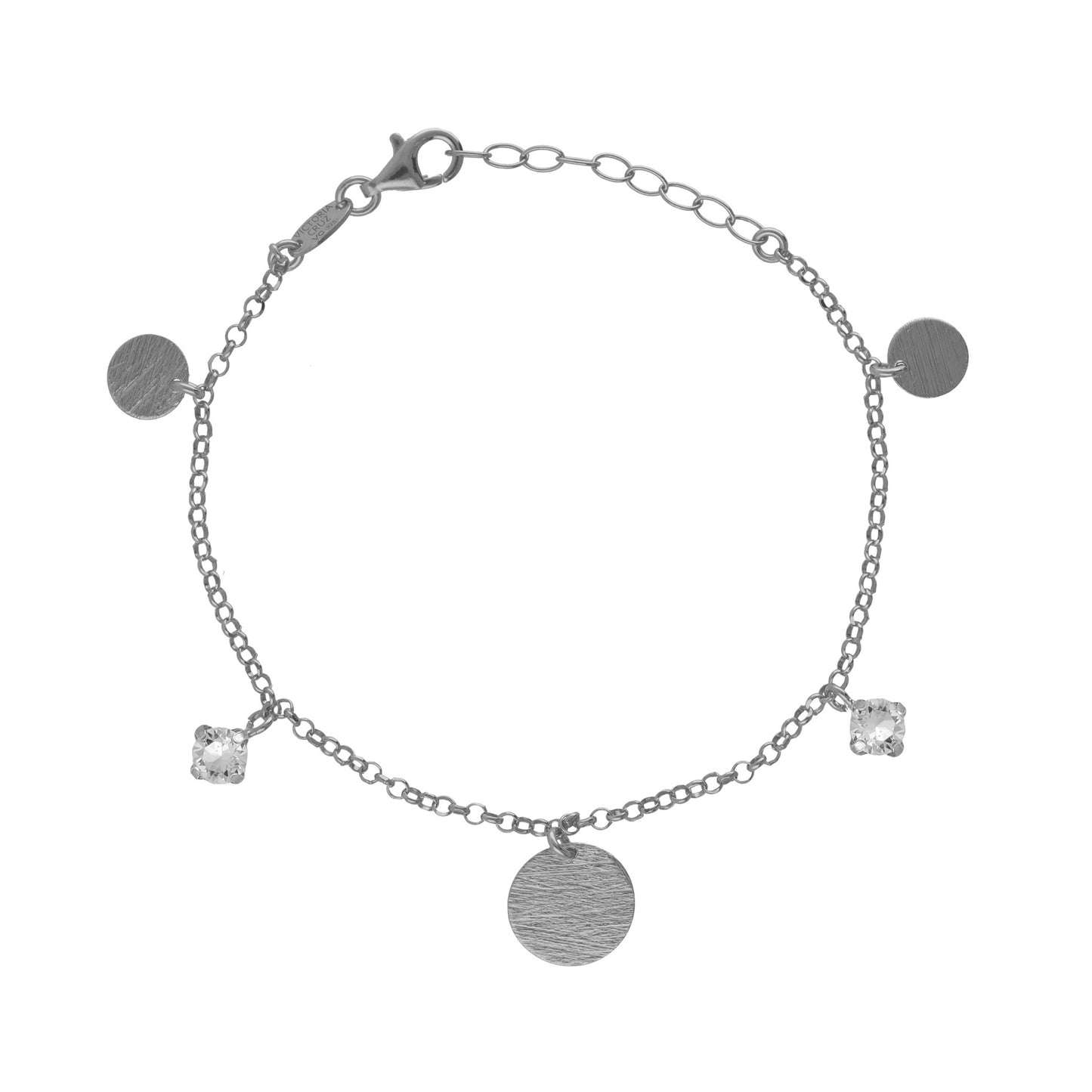 Rhodium plated Sterling Silver bracelet circle white crystal from Noise