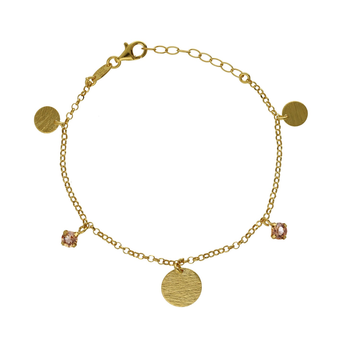 Gold plated Sterling Silver bracelet circle champagne crystal from Noise