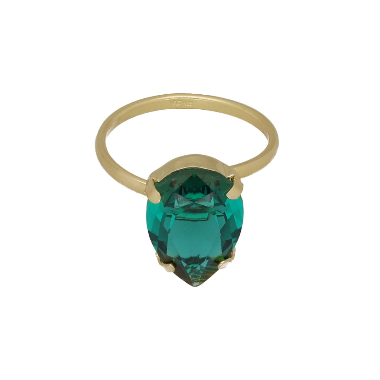 Gold plated Sterling Silver Adjustable ring drop crystal from Blooming