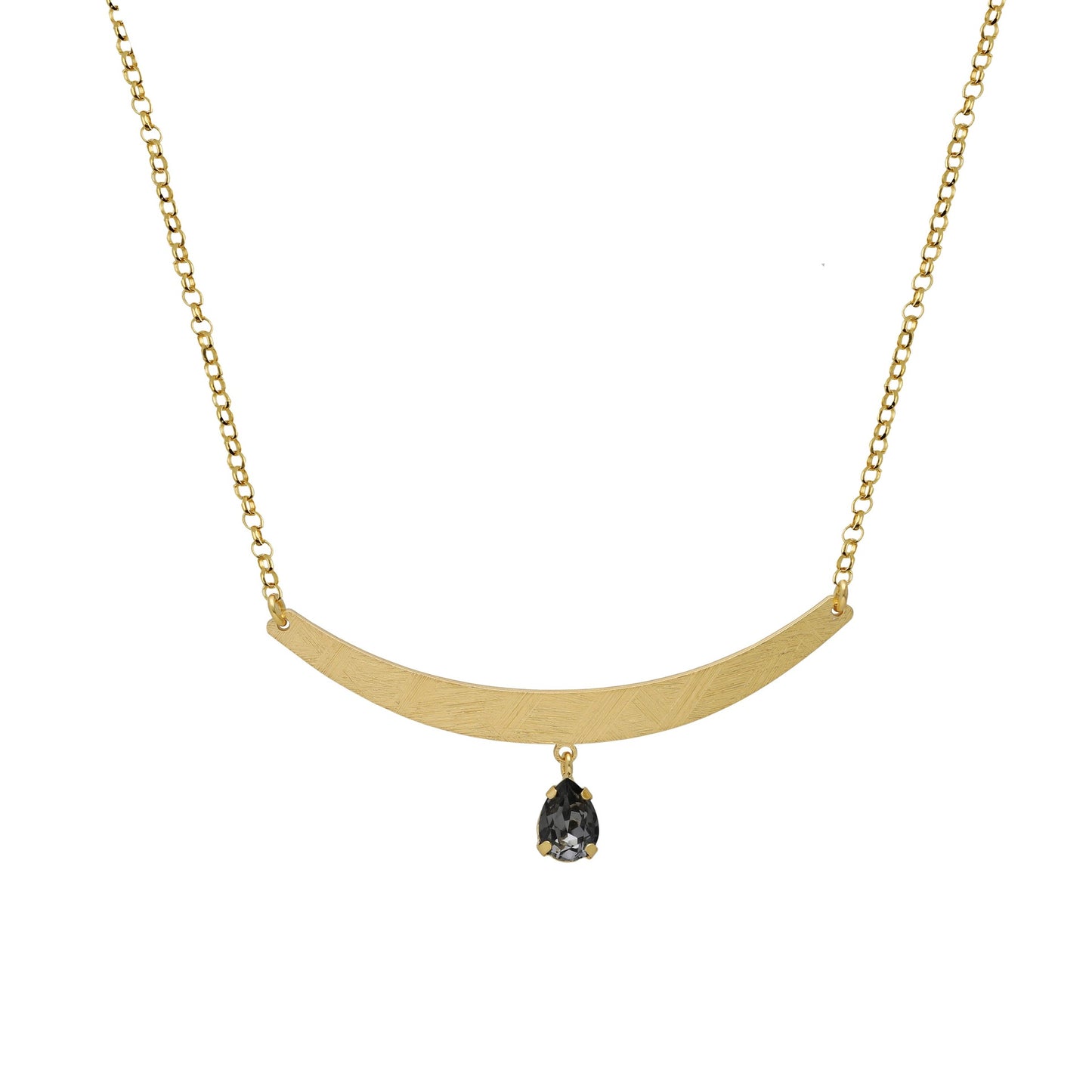 Gold plated Sterling Silver Short rigid necklace drop black crystal from Noise