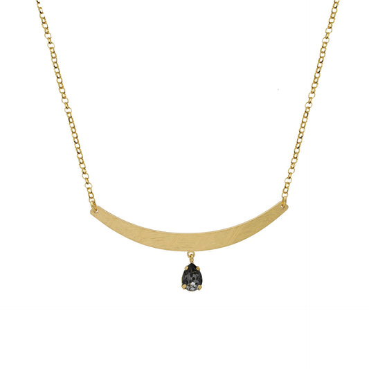 Gold plated Sterling Silver Short rigid necklace drop black crystal from Noise