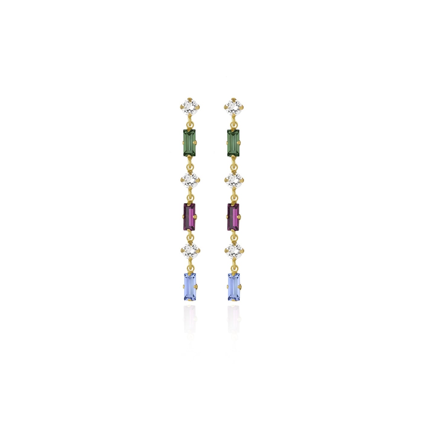 Gold plated Sterling Silver Long earrings crystal from Esgueva