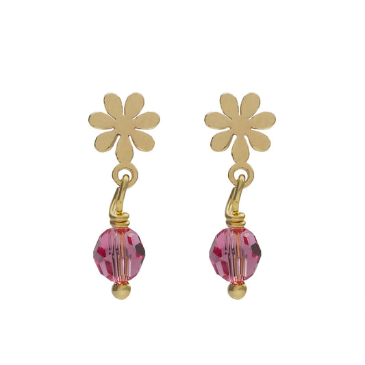 Gold plated Sterling Silver Short earrings flower crystal from Alice