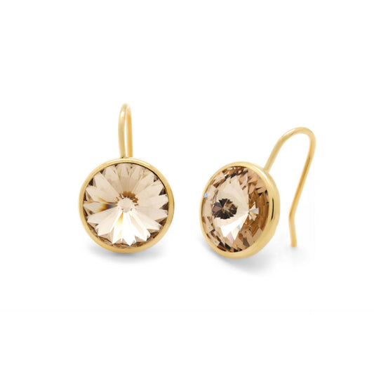 Gold plated Sterling Silver Short earrings 11,5mm circle crystal from Basic