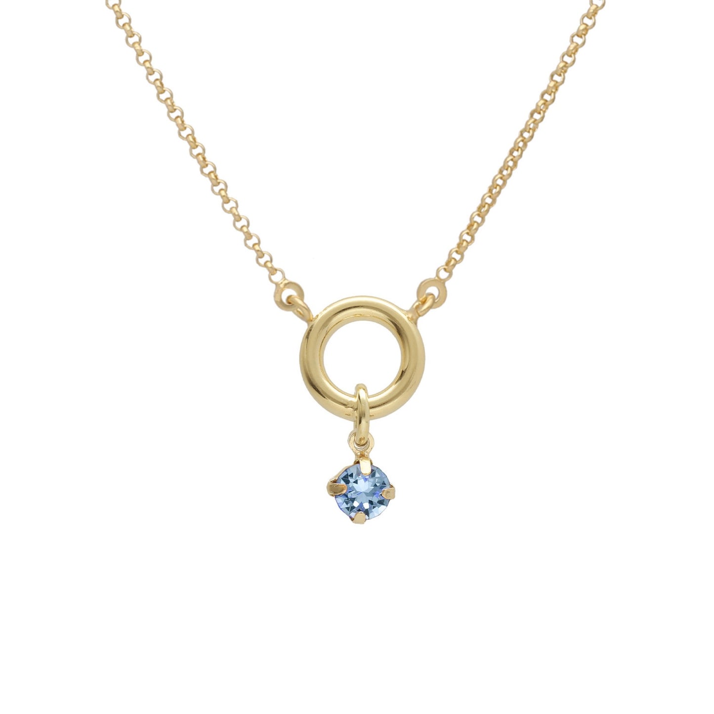 Gold plated Sterling Silver Short necklace circle crystal from Zahara