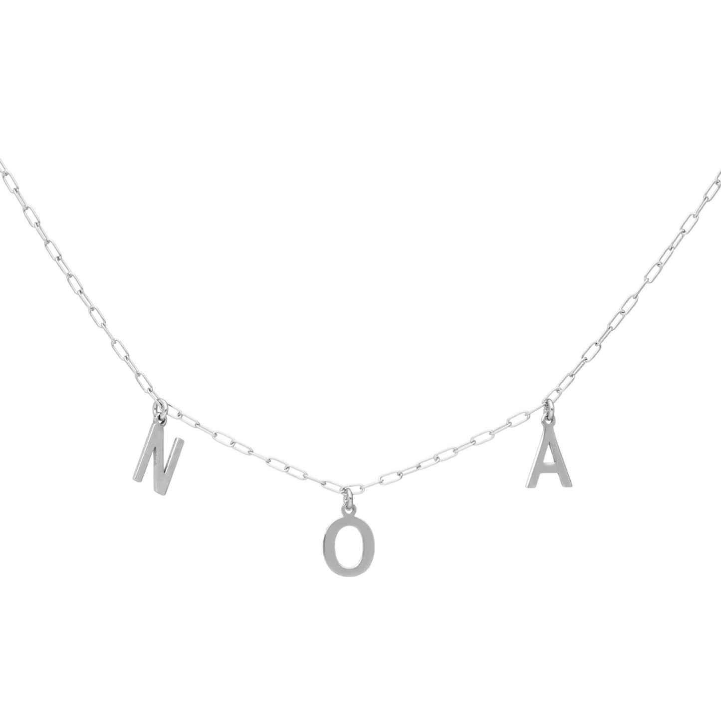 Sterling Silver Personalized collar letter white