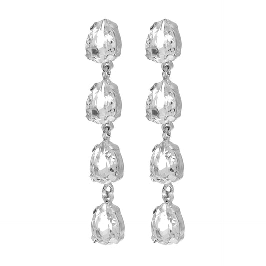 Rhodium Plated Sterling Silver Long earrings drop crystal from Diana