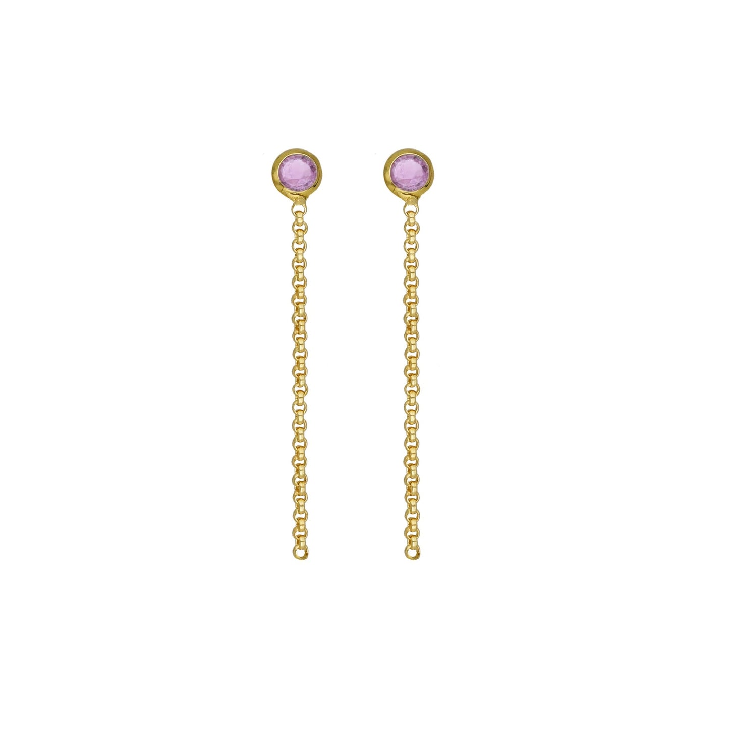 Gold plated Sterling Silver Long earrings circle crystal from Lis