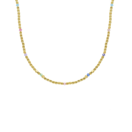 Gold plated Sterling Silver Short necklace multicolor crystal from Anya