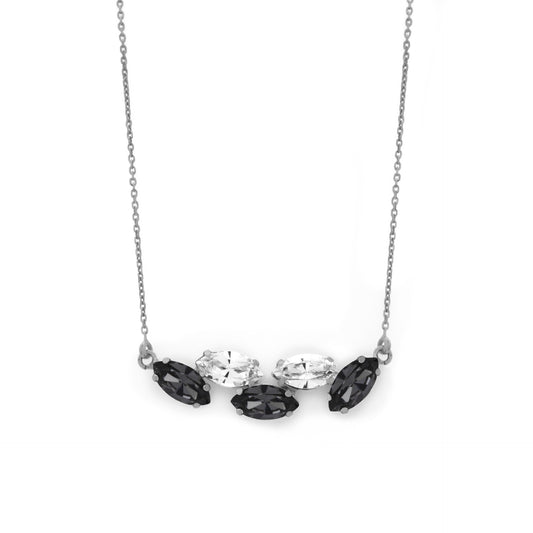 Rhodium Plated Sterling Silver Short necklace marquise gray crystal from Marquesa