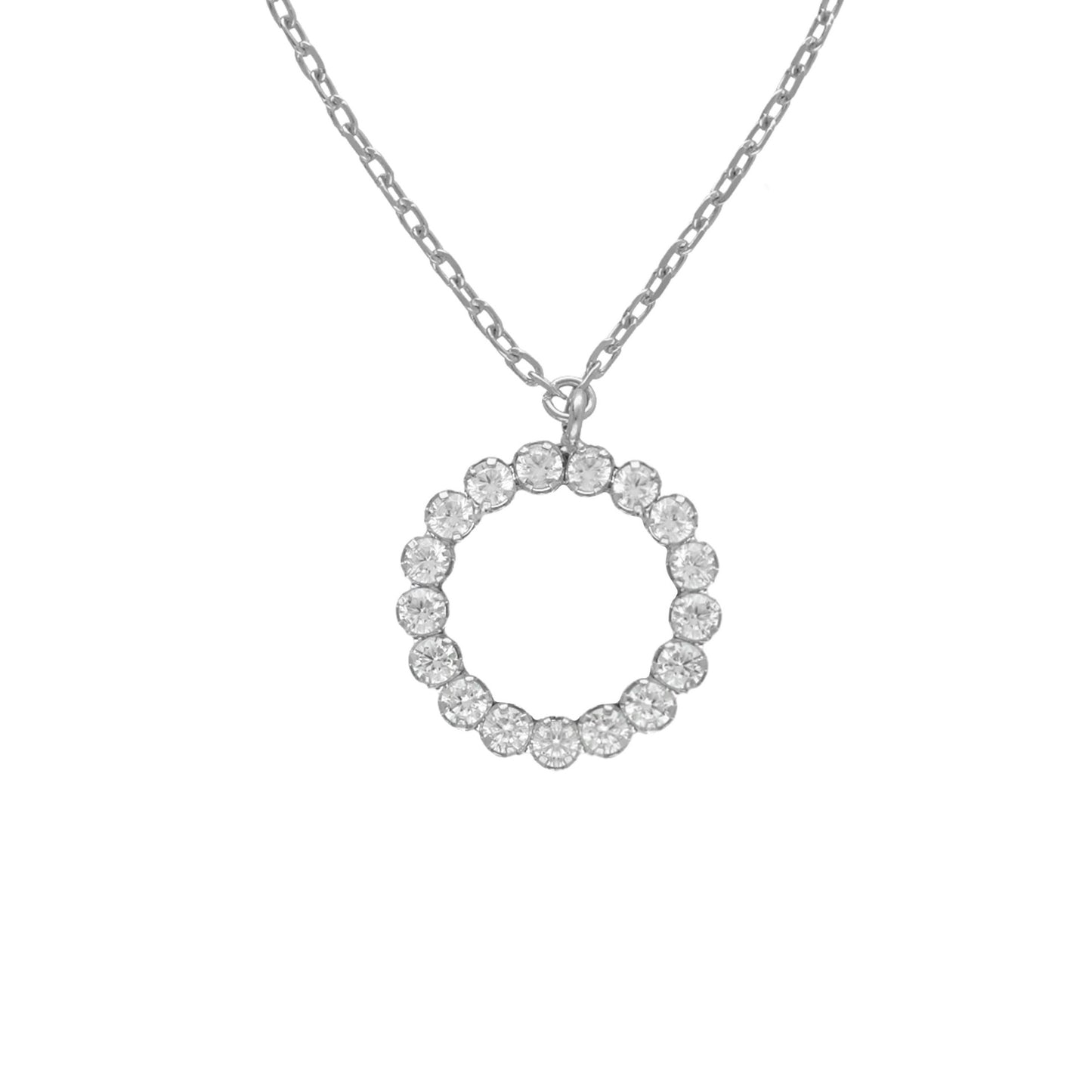 Sterling Silver Short necklace circle white crystal from Halo