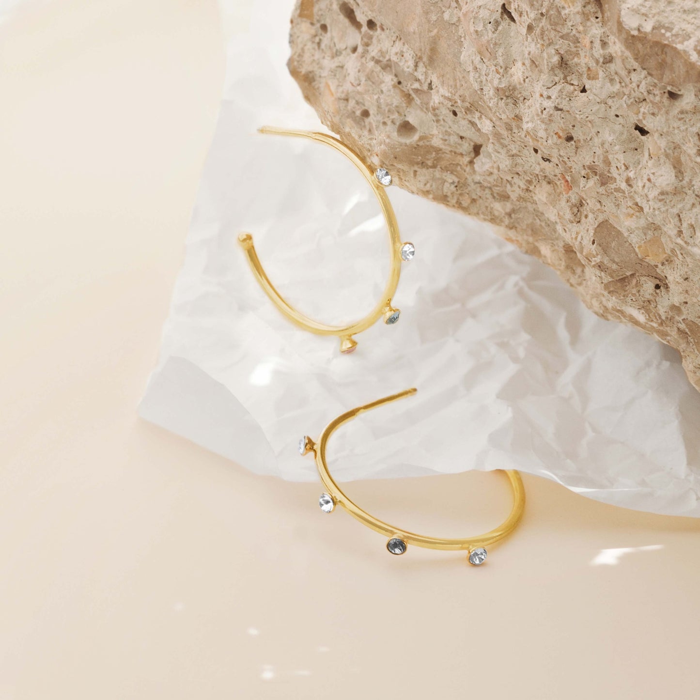 Gold plated Sterling Silver Hoop earrings crystal from Iris